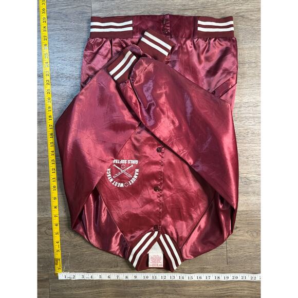 Vintage 1998 Cardinal Satin Jacket Manuet West Nyack White Sox Softball Small - Picture 5 of 5